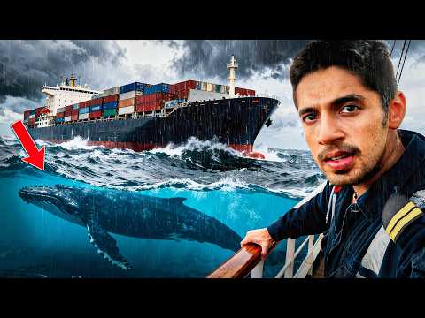 Terrifying Whale Encounter During Thunderstorm at Sea!
