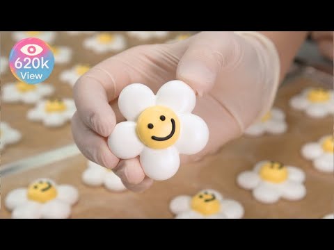 Smile Daisy Meringue Cookies 스마일 데이지꽃 머랭쿠키 만들기ㅣSUGAR BEAN