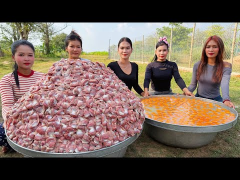 Amazing cooking stir fried rice with egg and seep fried chicken recipe