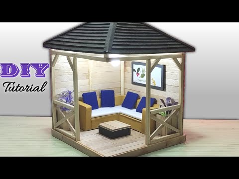 Miniature gazebo made from ice cream sticks || Miniature gazebo