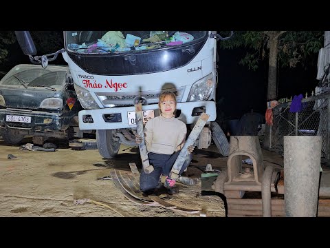 Genius girl replaces broken spring buffer bar for truck