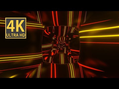 Abstract Background Video 4k VJ LOOP NEON Red Yellow Metallic Organic Tunnel Screensaver Visual ASMR