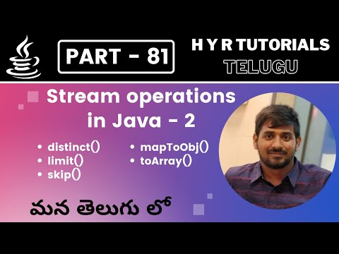 P81 - Java Stream Operations – 2 | distinct, limit, skip, mapToObj, toArray
