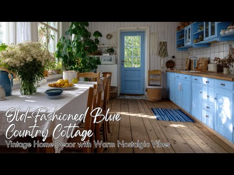 Old Fashioned Blue Country Cottage | Vintage Home Decor with Warm Nostalgic Vibes