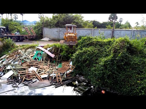 Full New Project LANDFILL DELETE POND TRASH By Driver Skill DOZER KOMATSU D31P Pushing SOIL & Trucks