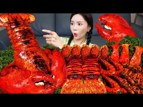 [Mukbang ASMR] SUPER Giant Lobster 🦞 Spicy Seafood boil Squid Enokimushrooms Abalone Recipe Ssoyoung