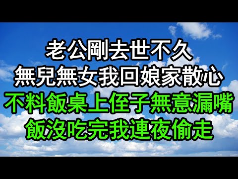 老公剛去世不久，無兒無女我回娘家散心，不料飯桌上侄子無意漏嘴，飯沒吃完我連夜偷走#深夜淺讀 #為人處世 #生活經驗 #情感故事