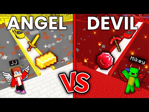 JJ and Mikey : ANGEL vs DEVIL Bridge Battle in Minecraft - Maizen