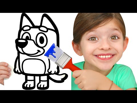 Adel & Angel Paint Bluey and Peppa Pig! Fun Coloring Challenge for Kids!