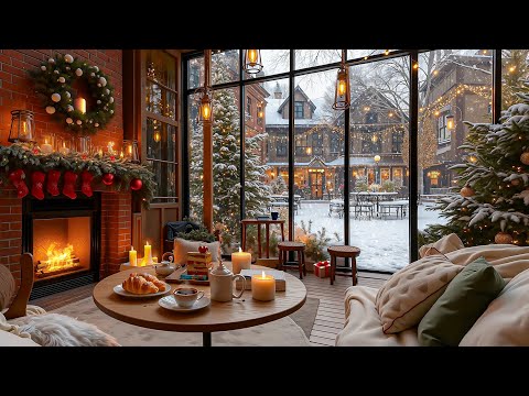 Winter Jazz Coffee Shop 🎶☕ Cozy Fireplace Sounds & Relaxing Holiday Jazz for Calm Focus and Rest