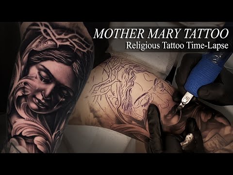 MOTHER MARY | Clean Smooth Black and Grey Tattoo