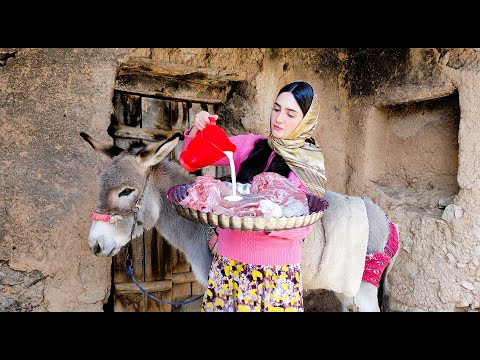 Village Lifestyle Iran: Amazing Cooking & Donkey Riding By A Girl