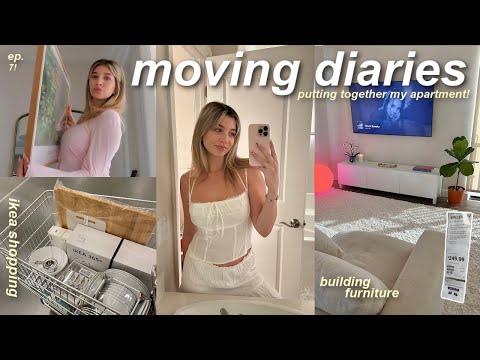 MOVING VLOG ˚ ♡ ⋆。˚ cleaning & organizing, building furniture, apartment shopping & home vlog
