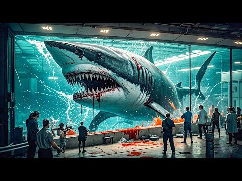 The mutant giant shark actually pretended to be dead and directly broke through the laboratory glass