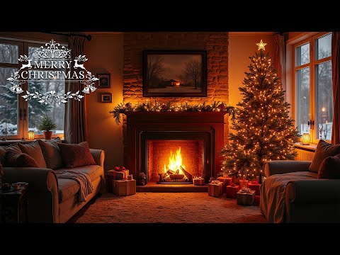 Beautiful Christmas Ambience 🎅🎄 Relaxing Christmas Music Fireplace 🔥 Christmas Fireplace Background
