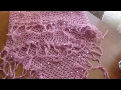 МК (Урок) Шаль (бактус) чудесным легким узором.Легко,просто и очень красиво