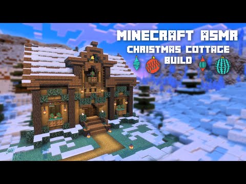 Minecraft ASMR 🎄 Building a Christmas Cabin in the Snow ❄️ Close Up Whispering