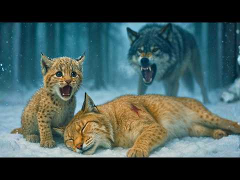 Волк уже открыл пасть, чтобы убить… но услышав писк рысёнка — застыл на месте!