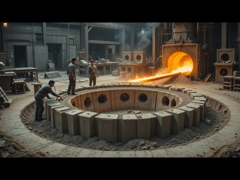 Making a Giant Gear Inside an Underground Clay Pit – Traditional Sand Casting Process