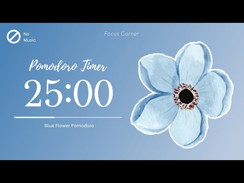 25/5 Study Timer | Blue Flower Aura | No sounds | No music