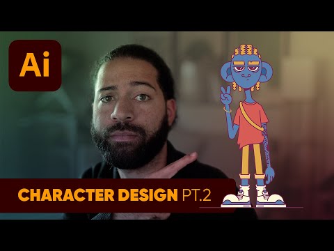 Designing a character with the pencil tool in Adobe Illustrator Pt.2
