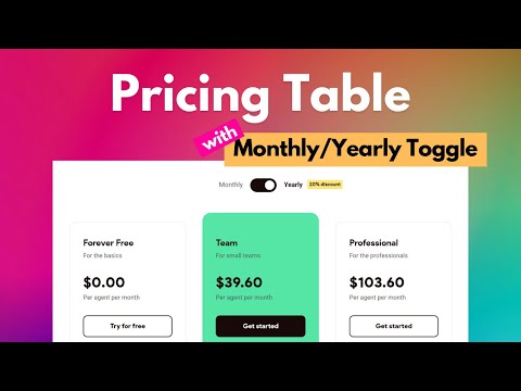 Create a Pricing Table with Monthly/Yearly Toggle Switch in WordPress using Elementor