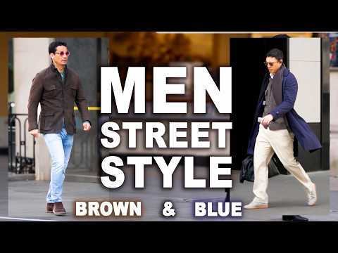 Men’s Street Style Autumn. Brown vs Blue Outfits. Smart Casual &amp; Old Money