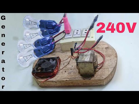 AC 240v Free Electricity Forever with Coper Wire and Magnet Using Big Colling Fan 18KW Generator