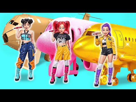 K-Pop Demon Hunters in Airplane! Huntrix Dolls DIYs Fashion Makeover