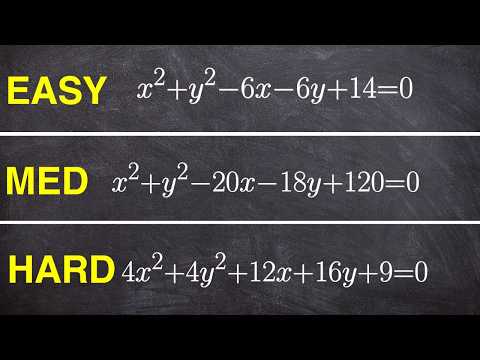 Find the Center and Radius of a Circle in General Form Easy Medium Hard