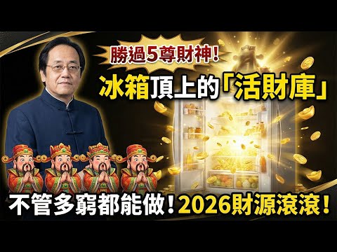 倪師：不管家裡有多窮，冰箱頂上放「這一物」，勝過請5尊財神！守住這個「活財庫」，2026年全家財運滾滾來！#倪海廈#冰箱風水#招財#五路財神#開運秘訣#財運亨通#居家風水#中醫養生