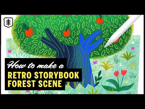 Illustrating a RETRO STORYBOOK FOREST Scene : Procreate Brush Pack TUTORIAL