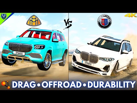 BMW Alpina XB7 vs Maybach GLS – Extreme Drag, Offroad & Durability Tests in BeamNG!
