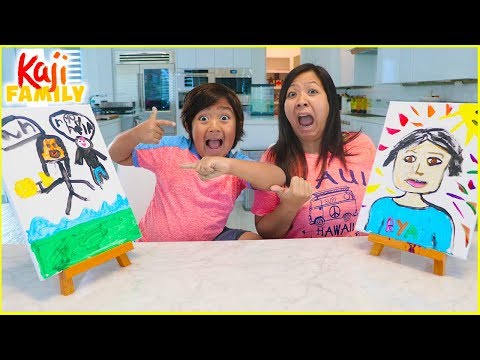 Ryan and Mommy Paint Each Challenge! Which Picture is better????