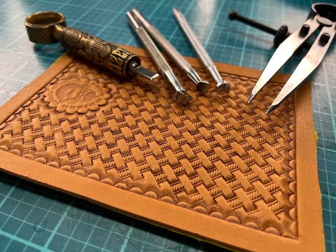 Preparing Leather For stamping, creating a border, using a basketweave stamp.