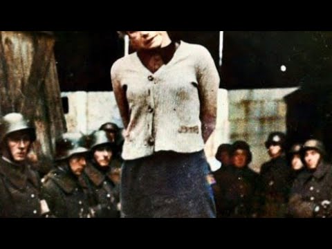 Execution of Maria Bruskina with placard around neck we partisans and shot German troops