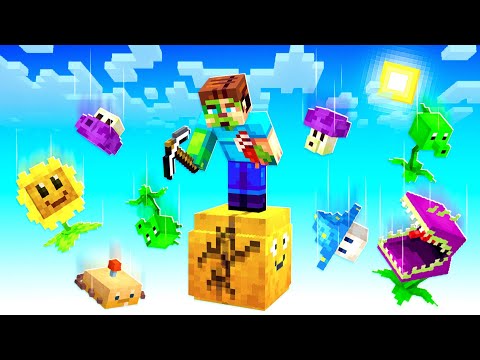 Minecraft But It’s Only 1 PLANTS vs ZOMBIES Block