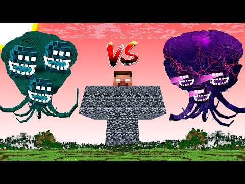 MEGA Bedrock Herobrine vs All MEGA Wither Storm in Minecraft!