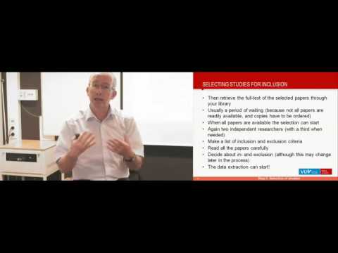 3 Course Meta-Analyses VU:  Selection of studies and retrievement