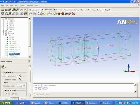 ANSYS ICEM 14. Large Cylinder with inside Smaller Cylinder and innerwall