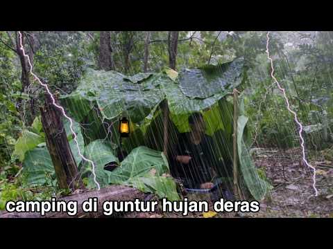 The Rain Won't Stop! Solo Camping in a Taro Leaf Tent in the Middle of the Forest