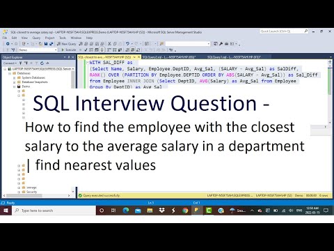 SQL Interview | Employee with closest salary to average salary in a department | nearest values