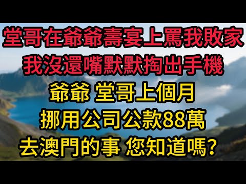 堂哥在爺爺壽宴上罵我敗家，我沒還嘴，默默掏出手機：“爺爺，堂哥上個月挪用公司公款88萬去澳門的事，您知道嗎？”