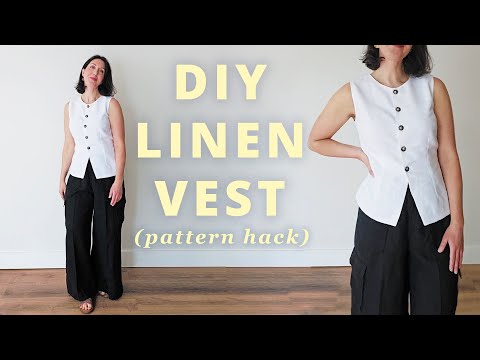 Linen Cutaway Vest for Spring | Pattern Scout Vivi Blouse Pattern Hack