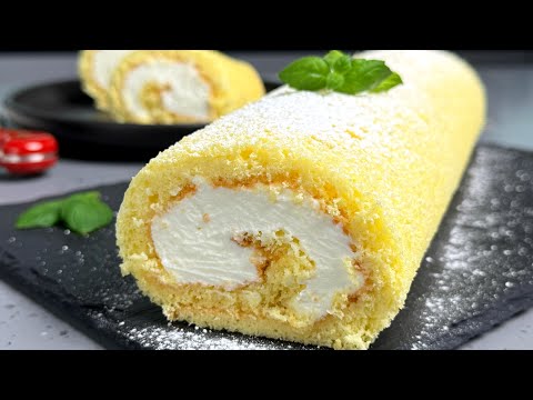 Пеку каждую неделю! Самый простой РЕЦЕПТ бисквитного рулета! Бисквитный РУЛЕТ с кремом, ВКУСНО очень