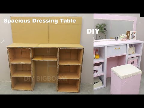 DIY Large Dressing Table from Cardboard - Spacious Dressing Table