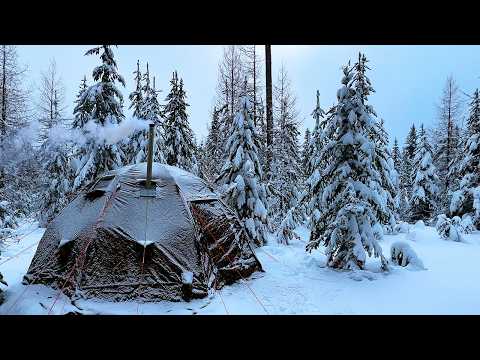 Winter Hot Tent Camping With My Girlfriend