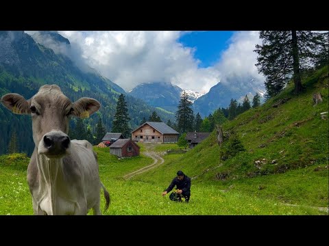 Life in a Swiss Alpine village | Woke to the storm's roar after a peaceful night on a straw bed