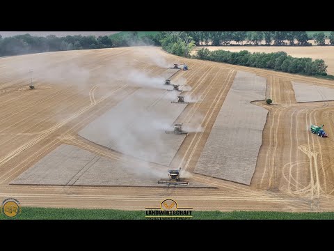 Ja das ist in Deutschland! 8 Mähdrescher im Kampf gegen die Anziehende Regenfront Schaffen wir es?