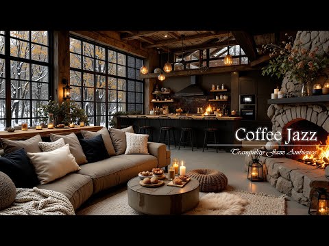 Cozy Jazz Coffee Shop Ambience | Relaxing Jazz Music in the Warm Space of Fireplace for Study, Work